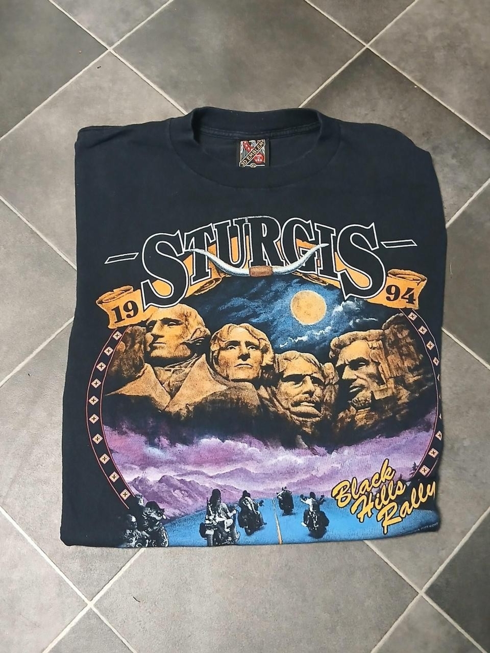 3d Emblem 94' Black Hills Sturgis Sd Xlarge Black Graphic Tshirt